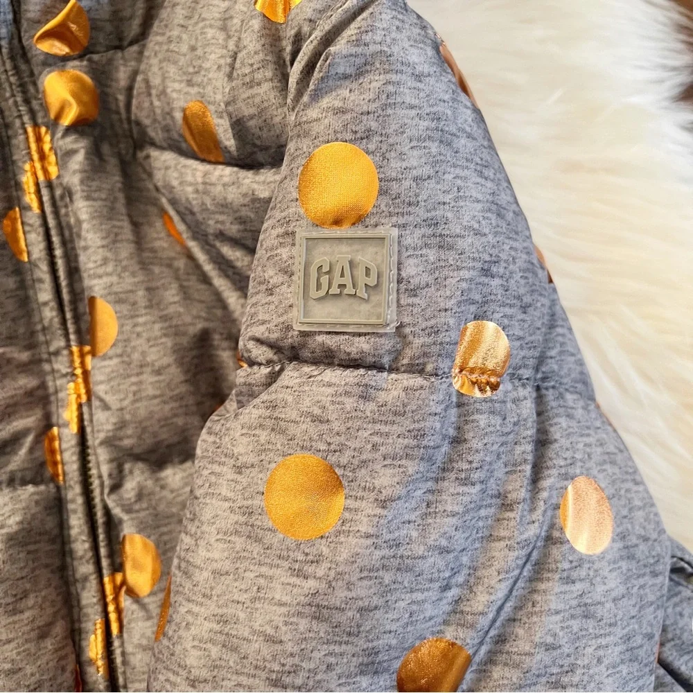 EUC Gap Kids Metallic Polka Dot Puffer Jacket